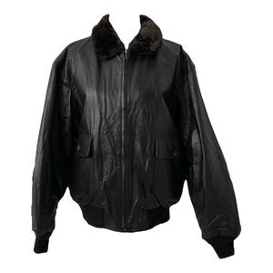 Men’s Large Leather Jacket Landing Leathers Luxury Lane Navy Brown Goatskin